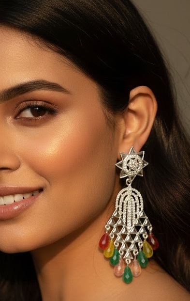 Celestial Prism Chandbali Earrings