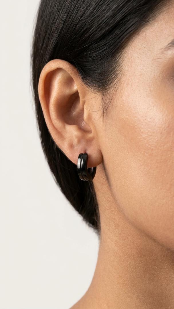 Eclipse Matte Black Huggie Hoops