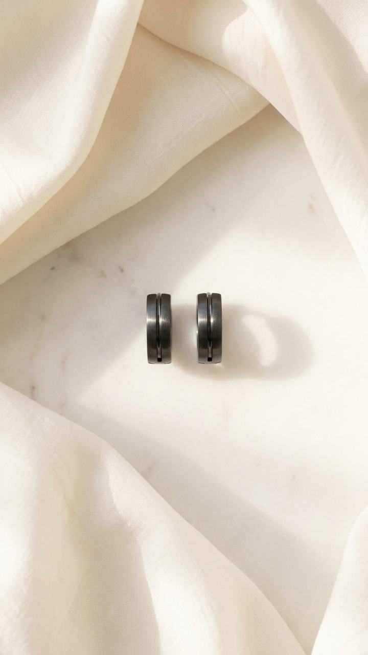 Eclipse Matte Black Huggie Hoops