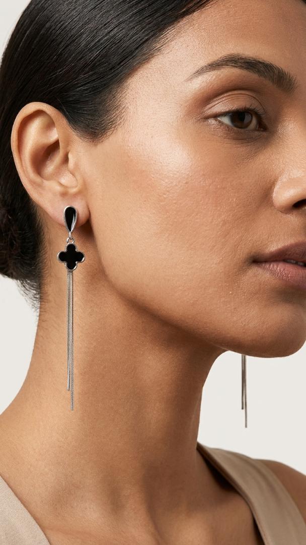 Elegant Clover Charm Long Earrings