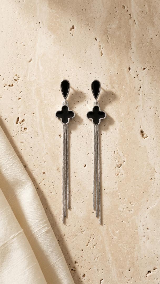 Elegant Clover Charm Long Earrings