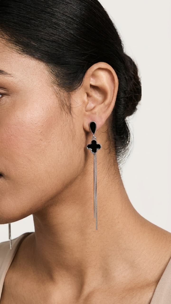 Elegant Clover Charm Long Earrings