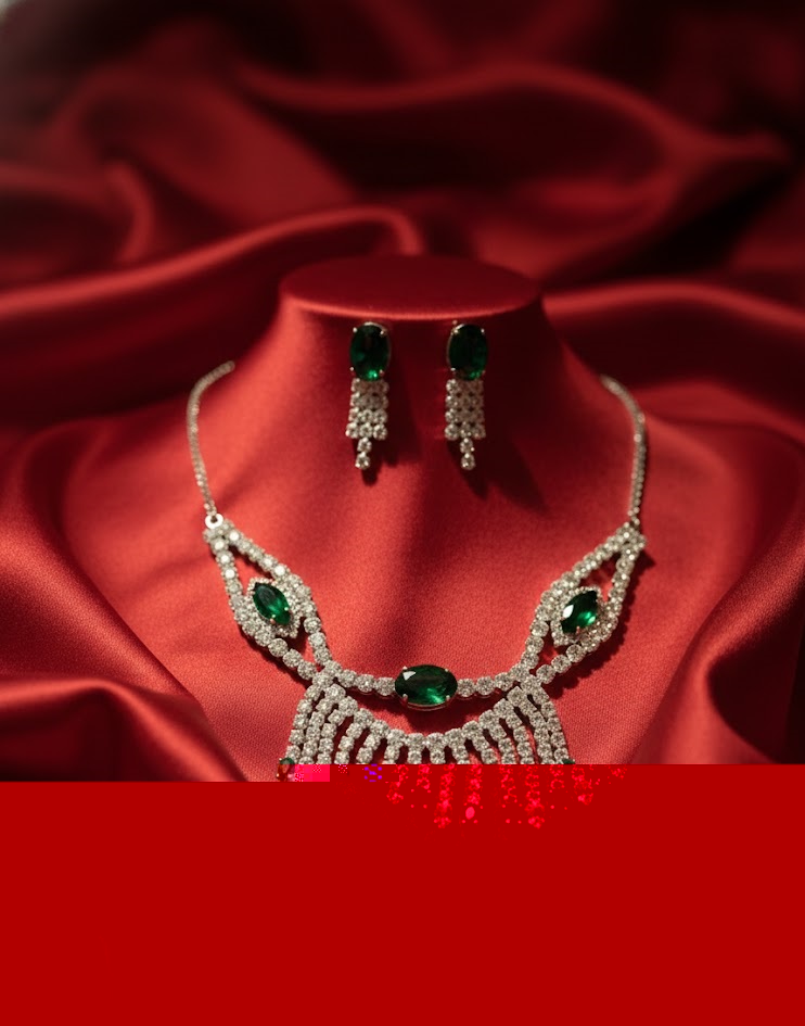 Emerald & Crystal Luxury Jewelry Set