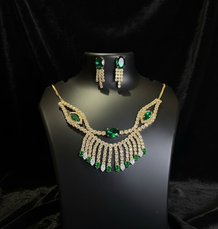 Emerald & Crystal Luxury Jewelry Set