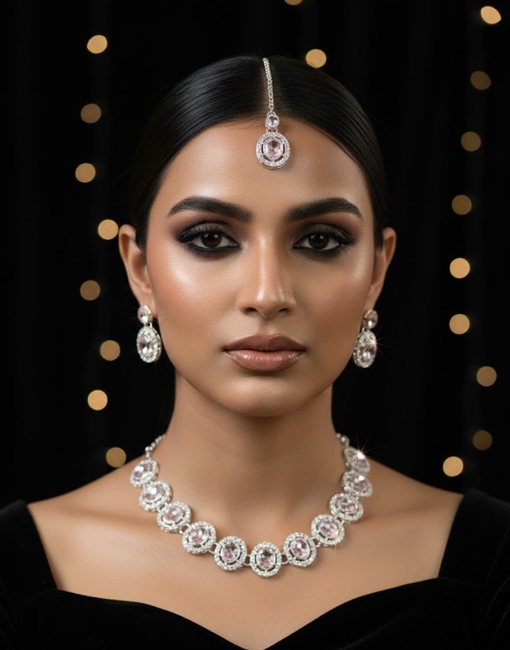 Pearl Drop EarringsEthereal Crystal Halo Necklace