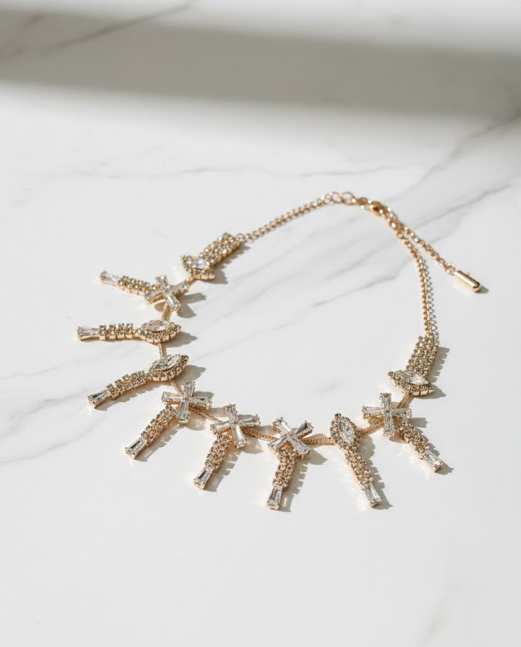 Royal Crystal Fringe Necklace