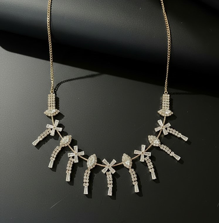 Royal Crystal Fringe Necklace