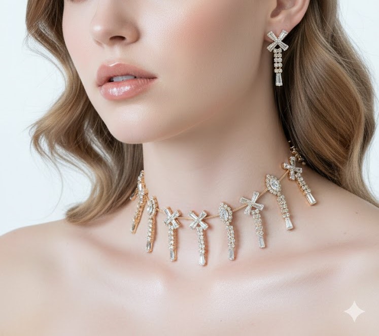 Royal Crystal Fringe Necklace