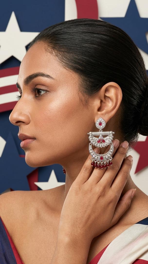 Ruby Chandbali  Earrings