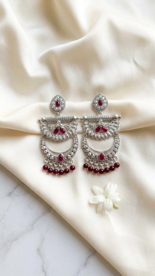 Ruby Chandbali  Earrings