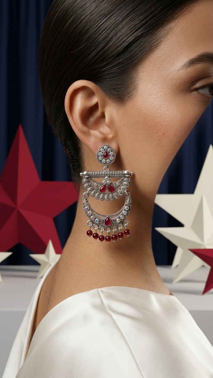 Ruby Chandbali  Earrings