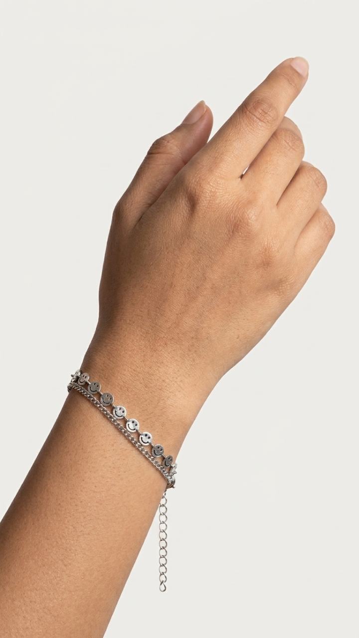 Smiley Charm Layered Bracelet